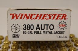 100rds. Of Winchester & PPU .380 AUTO 94/95gr. FMJ Ammunition