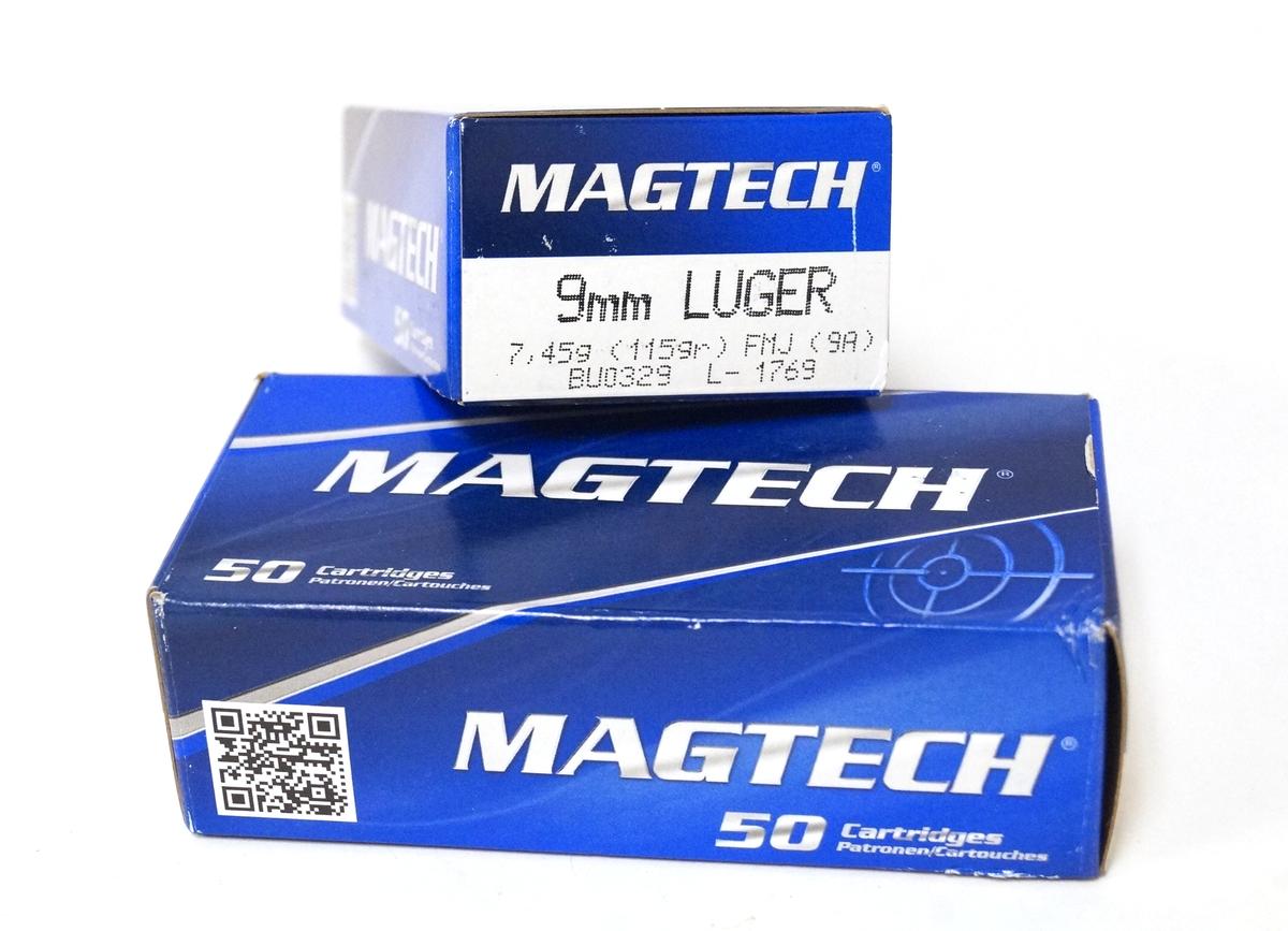 100rds. Of Magtech 9mm Luger 115gr. FMJ Ammunition