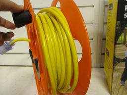 Yellow Heavy Duty Extension Cord with Indicator Light on Reel
