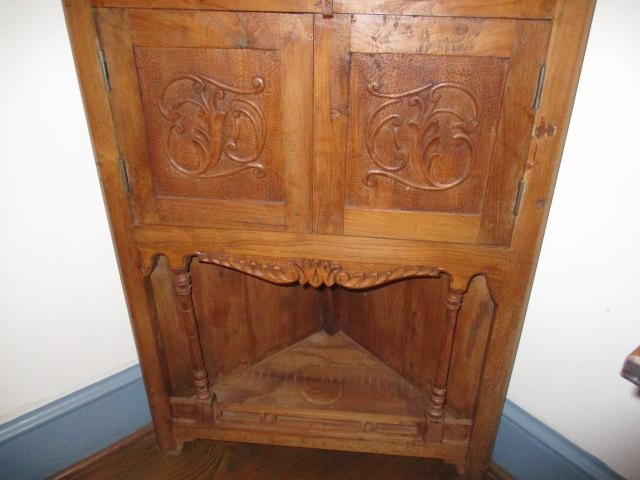 Antique Corner Cupboard with Tile Inserts