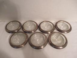 Seven Amston Sterling Rim Coasters