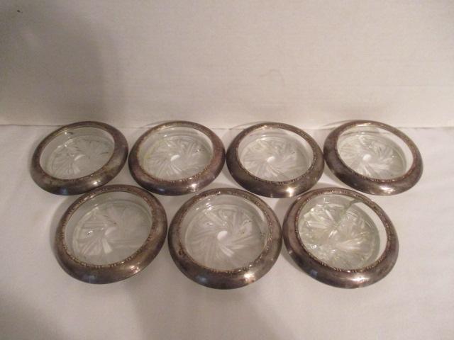 Seven Amston Sterling Rim Coasters