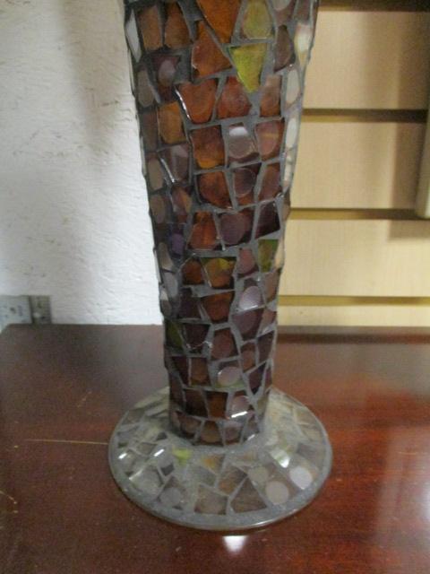 Pair of Tall Mosaic Colored Glass Vases