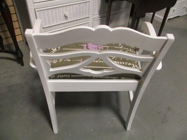 Wood Painted White Vanity Chair with Covered Seat