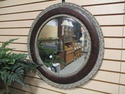 Round Wood Frame Mirror