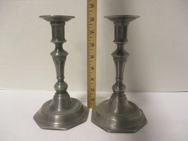 Pair of Pewter Candle Holders