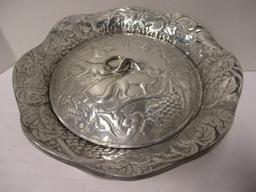 Pewter Ice Bucket with Foxes in Grape Vine Design