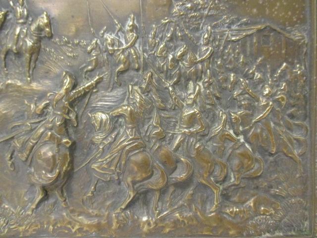 Vintage Brass Relief "O Grito Do Ypiranga Por Pedro Americo" on Wood Plaque