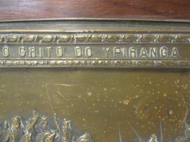 Vintage Brass Relief "O Grito Do Ypiranga Por Pedro Americo" on Wood Plaque