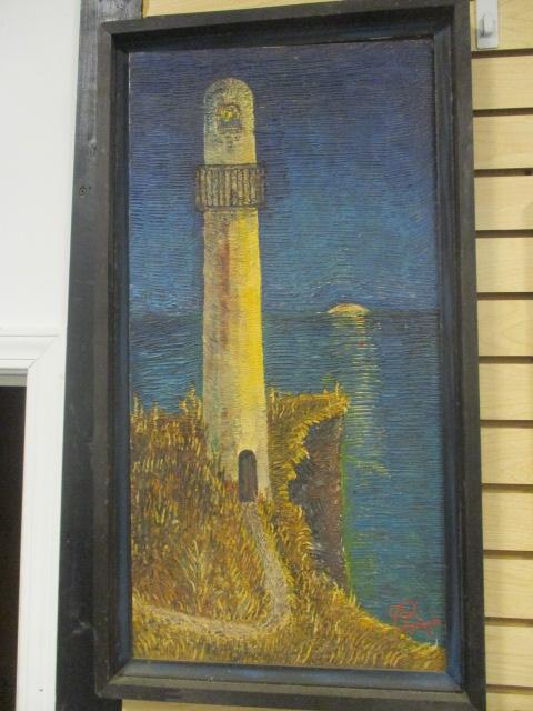 Signed and Dated Original Lighthouse Oil on Board