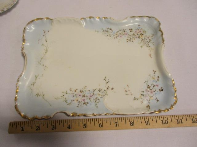 Hand Painted Porcelain Trays and PL Limoges Vanity Boxes