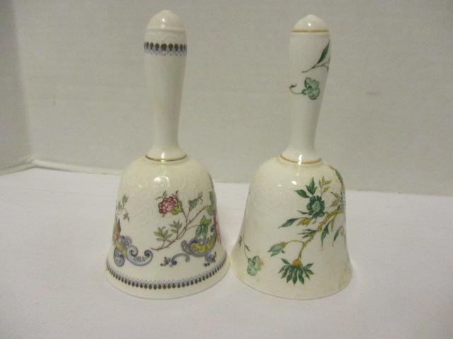 Two Staffordshire Fine Bone China Bells, Two Royal Worchester Coasters and