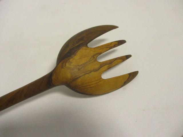 Four Sets of Carved Wood Salad Fork and Spoons