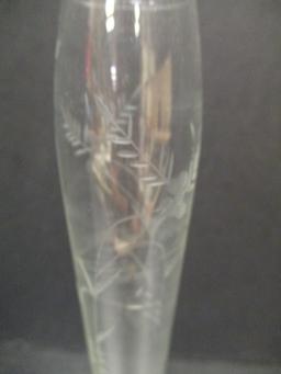 Sterling Pickle Fork and Sterling Weighted Crystal Vase with etching