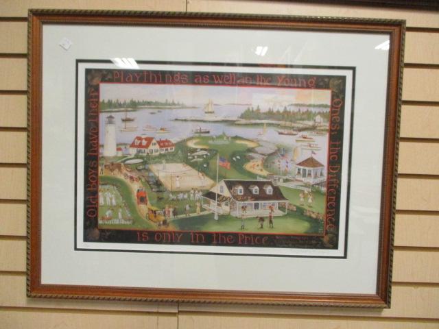 Signed and Numbered Folk Art Roaring 20's Vacation Spot by Elizabeth Mumford