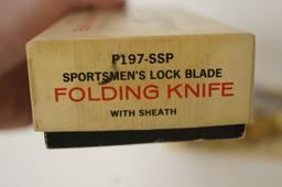 NIB Vintage Case XX Shark Tooth Sportsmen's Lock Blade Folding Knife with Sheath in Box