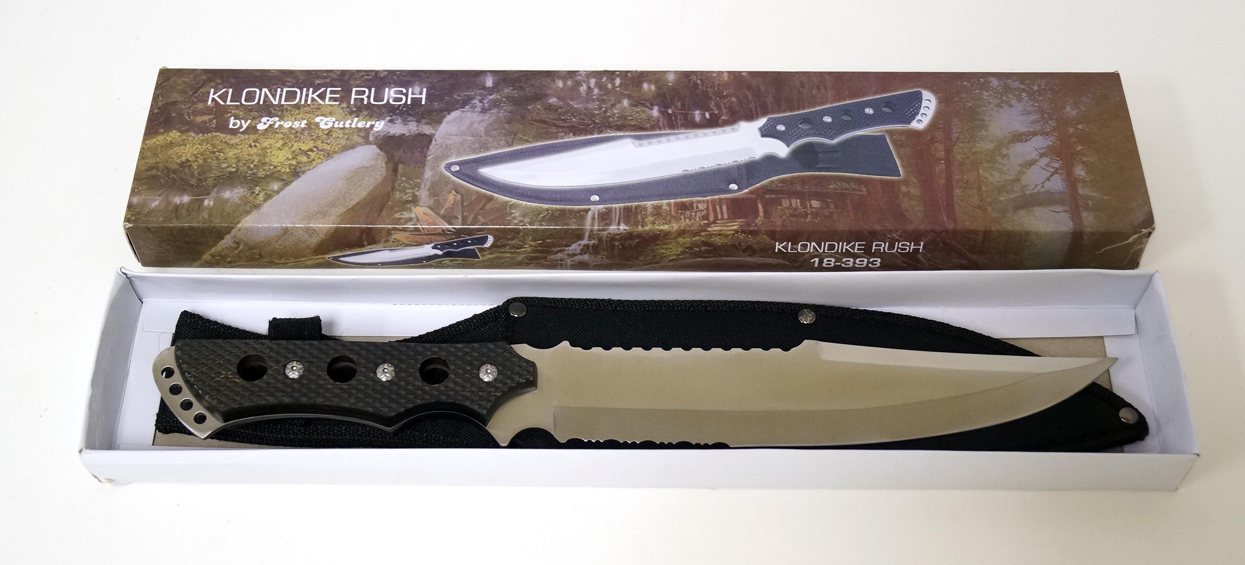 NIB Frost Cutlery Klondike Rush 18-393 Fixed Blade Knife with Sheath