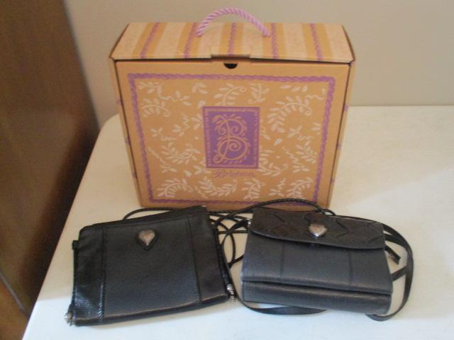 Two Gently Used Brighton Black Leather Crossbody Purses