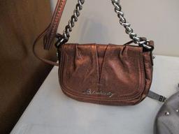 Like New Bronze Tone Leather and Silver Leather B. Makowsky Purses with Dust Bags