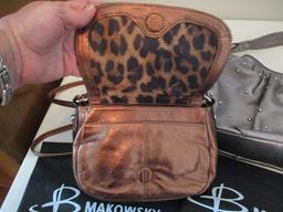 Like New Bronze Tone Leather and Silver Leather B. Makowsky Purses with Dust Bags