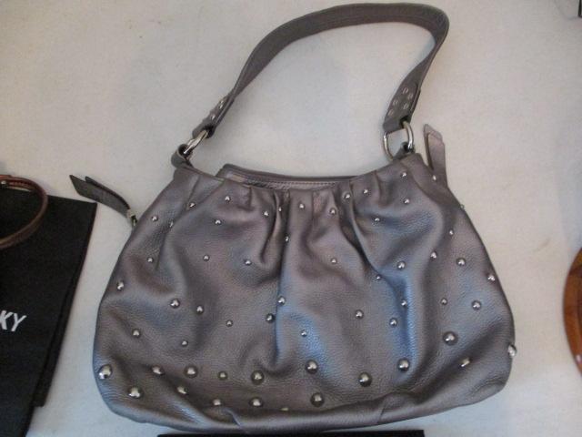 Like New Bronze Tone Leather and Silver Leather B. Makowsky Purses with Dust Bags