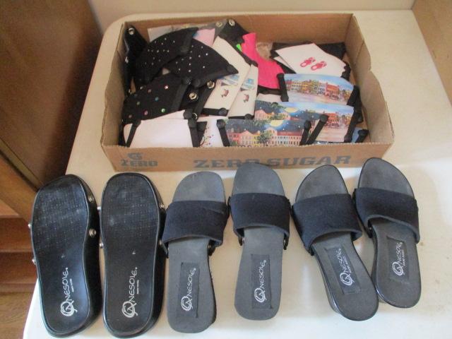 Three Pair of Gently Worn Onesole Many Mates Slides/Wedges and Large