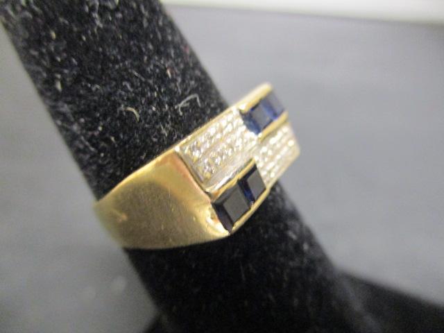 14k Gold Diamond & Sapphire Ring