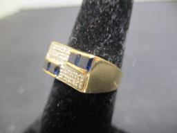 14k Gold Diamond & Sapphire Ring