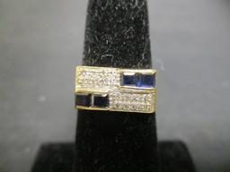 14k Gold Diamond & Sapphire Ring