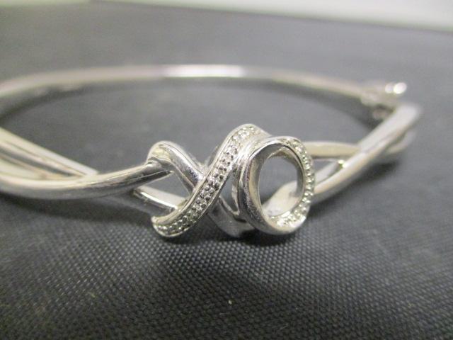 Sterling Silver Bangle Bracelet w/ diamonds