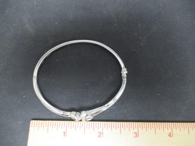 Sterling Silver Bangle Bracelet w/ diamonds