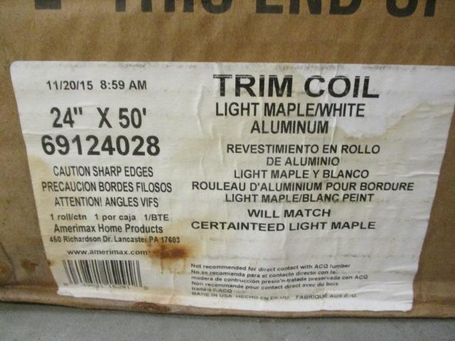 New in Box Amerimax Home Products 24" x 50' Light Maple/White Aluminum Trim Coil