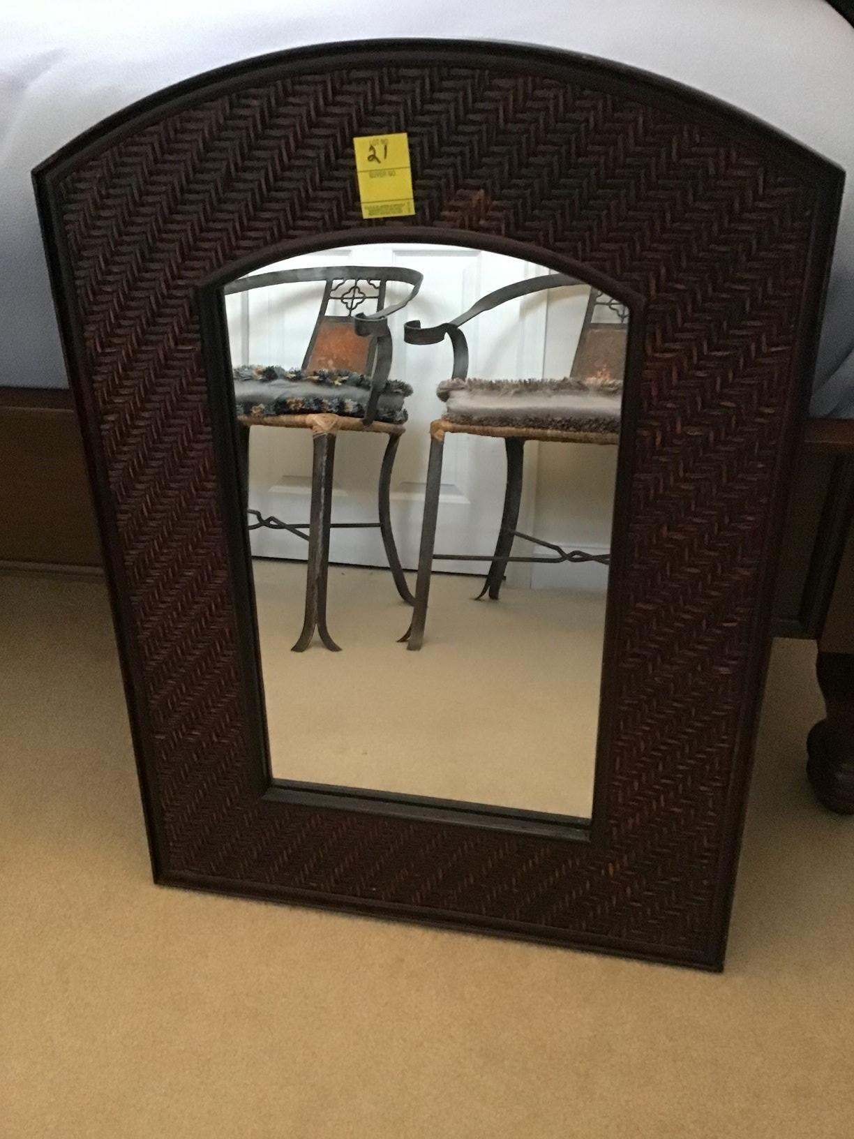 COMPOSITE FAUX WICKER MIRROR