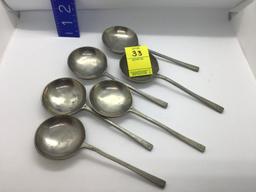 SET OF 6 ANTIQUE PEWTER SPOONS MADE IN PORTUGAL WITH HALLMARKS
