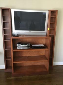 CUSTOM BUILT WOOD TV SURROUND UNIT - TV AND COMPONENTS NOT INCLUDED