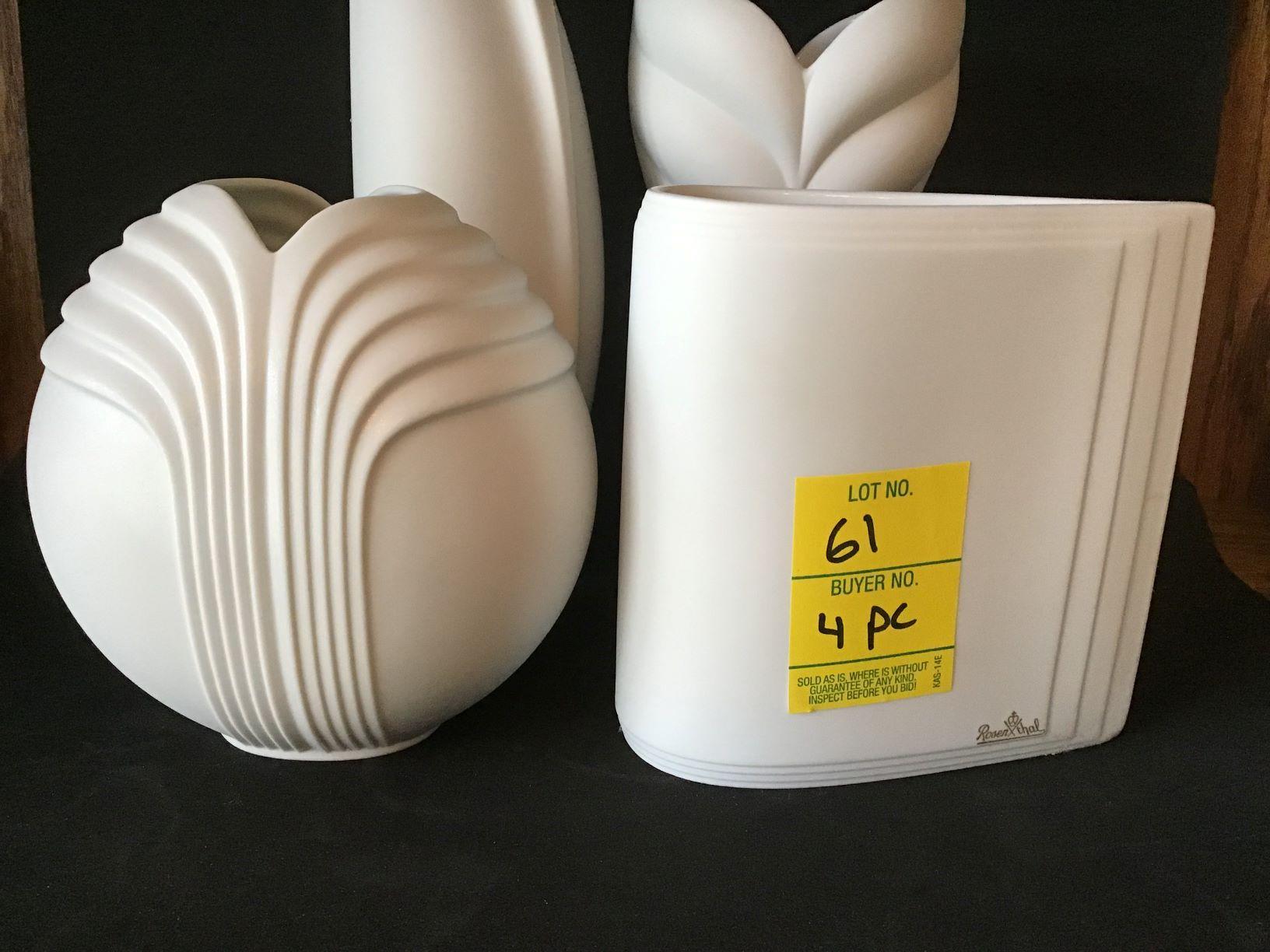 GROUP OF 4 CONTEMPORARY ROSENTHAL VASES  WITH MATTE FINISH