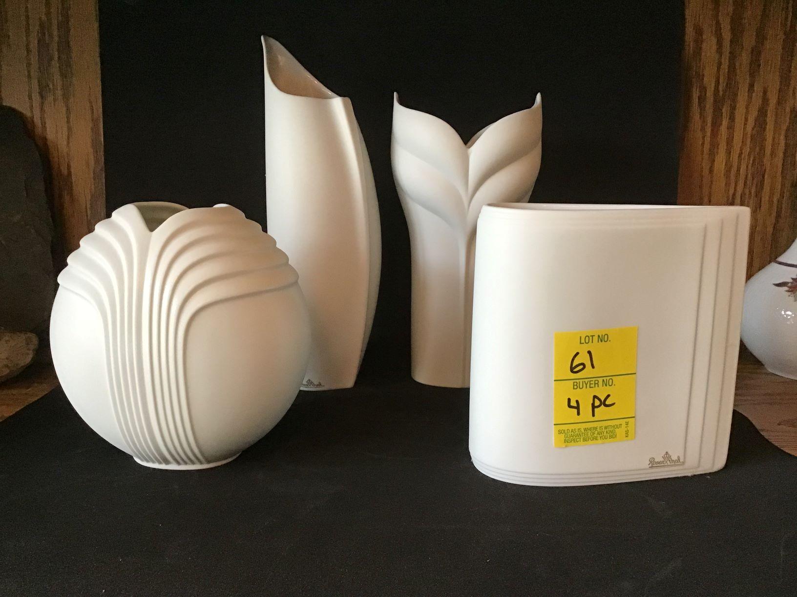 GROUP OF 4 CONTEMPORARY ROSENTHAL VASES  WITH MATTE FINISH