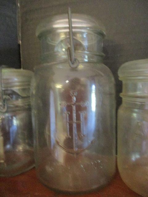 Three Vintage Lock Lid Jars - Ball, Anchor Hocking and Atlas