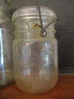 Three Vintage Lock Lid Jars - Ball, Anchor Hocking and Atlas