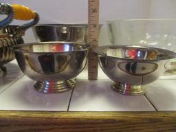 Silverplate Bowls and Glass Bowl with Silverplate Base