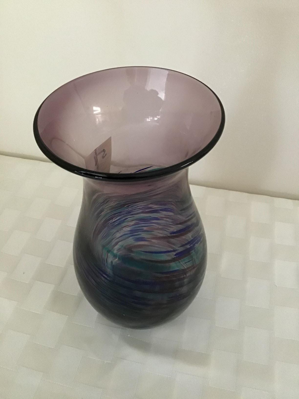 Art Glass Vase with Swirl Design