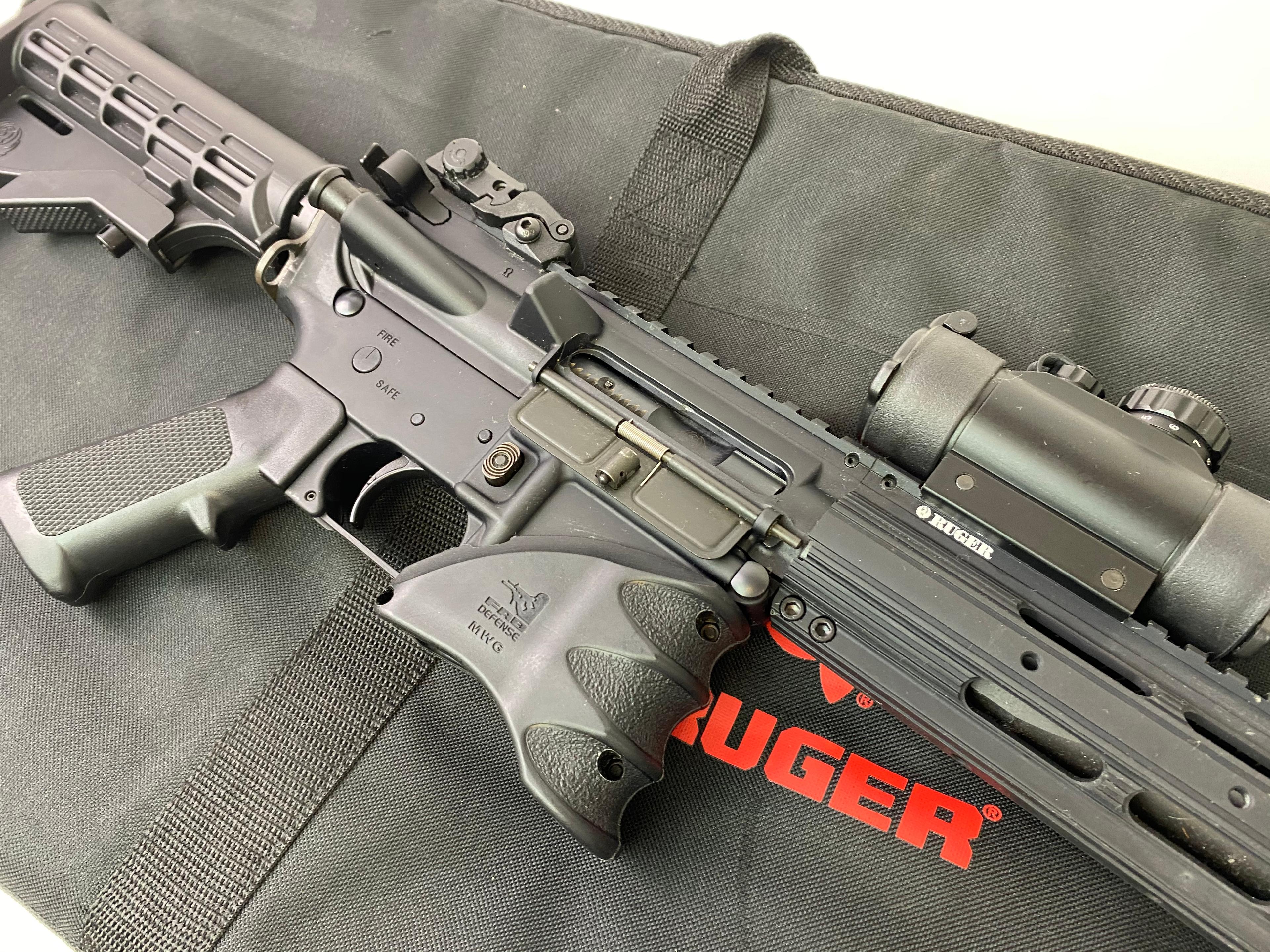 Ruger SR-556 5.56 NATO Semi-Automatic Rifle with Red Dot Sight and Factory Soft Case