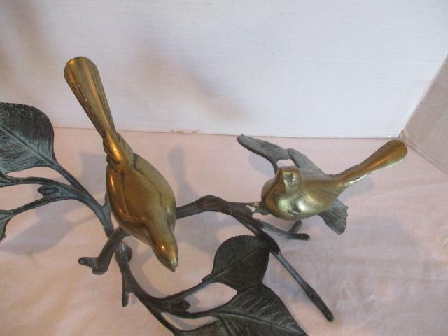 Brass Birds on Metal Branch Statue