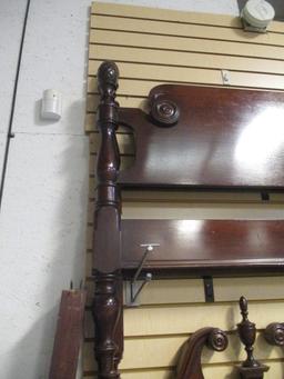 Genuine Mahogany Full Size Bed with Acorn Finials and Wood Rails