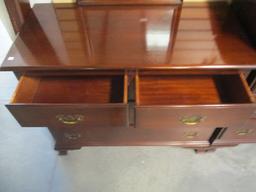 Genuine Mahogany 2 over 2 Dresser with Mirror