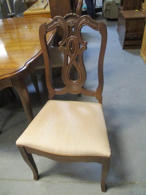 Bernhardt Dining Table, Leaf and Four Side Chairs