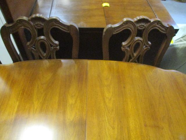 Bernhardt Dining Table, Leaf and Four Side Chairs