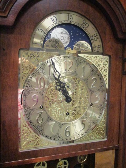 Howard Miller Moon Dial Grandfather Clock with Inlay Designs