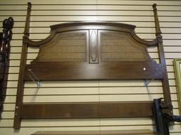 Full/Queen Size Drexel  Head Board with Caning Inserts and Metal Rails