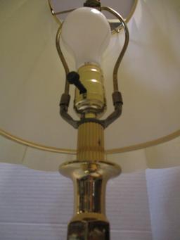 Pair of Brass Table Lamps with Shades